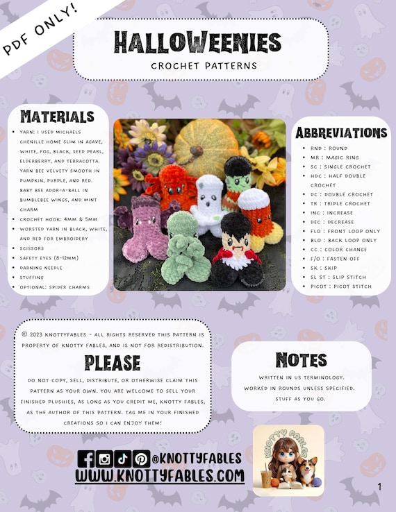 HalloWeenies Crochet Patterns: Halloween Amigurumi (Digital PDF)