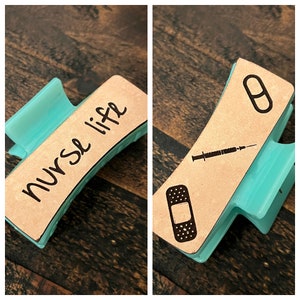 nurse life svg hair clip, leather hair clip file, nurse life digital file, leather hair clip file, nurse life claw clip, leather claw clip
