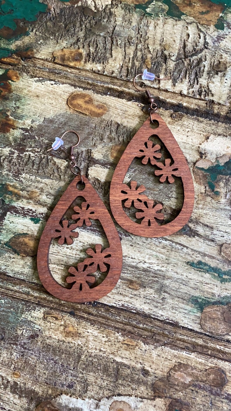 Download SVG file/flower teardrop earrings/earrings/SVG earring ...