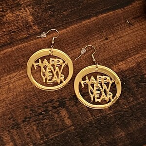 gold mirror acrylic NYE earrings/gold acrylic/acrylic earrings/drop earrings/New Years Eve earrings