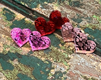 Tachuelas de corazón de acrílico con estampado de leopardo