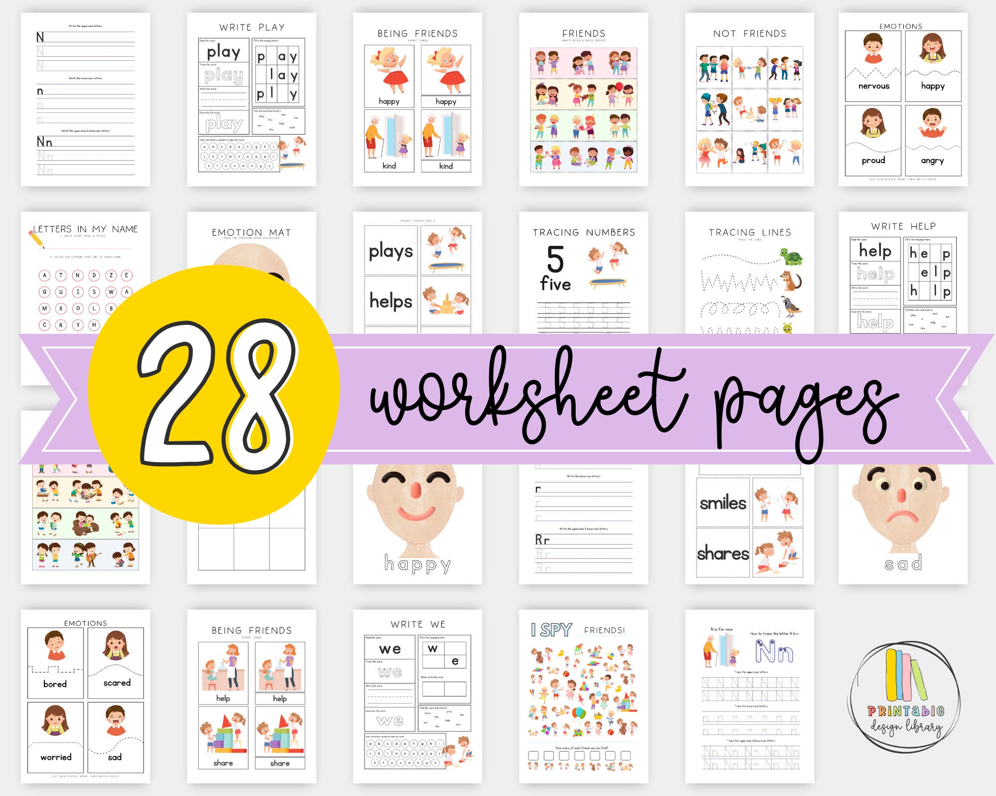 Printable Friends-themed Preschool Worksheets, Preschool Learning ...