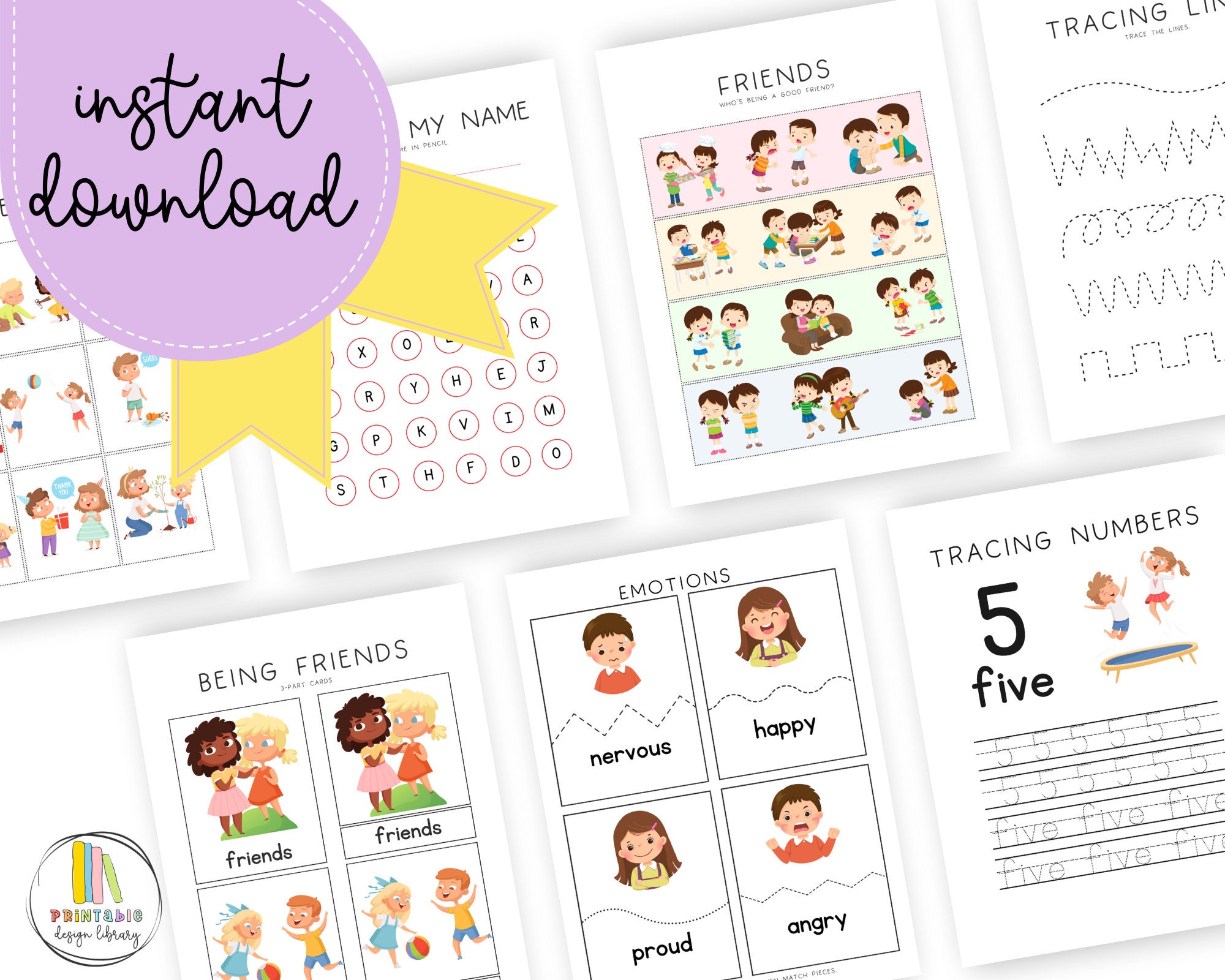 Printable Friends-themed Preschool Worksheets, Preschool Learning ...