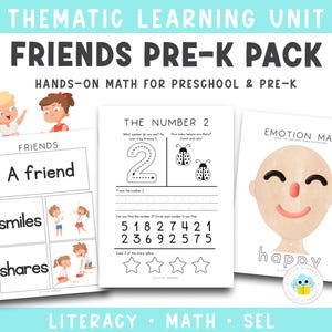 Friendship Preschool Learning Activities | Math, Literacy & SEL Printable (Instant Download)