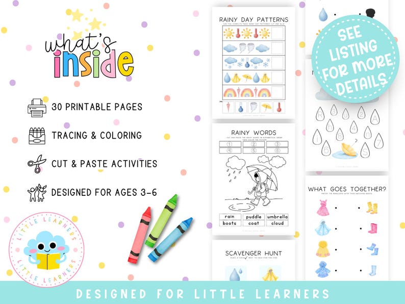 Rainy Day Preschool Learning Activities | Math, Literacy & Science ...