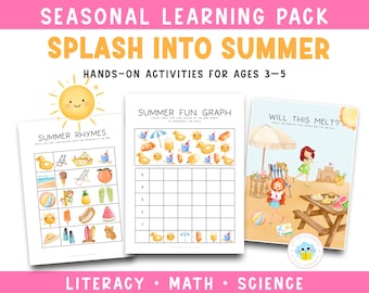Summer Preschool Learning Activities | Math, Literacy & Science Printables (Instant Download)