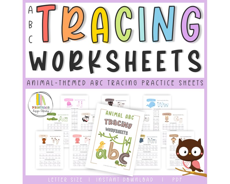 Printable Animal ABC Tracing Practice Sheets Preschool Worksheets ...