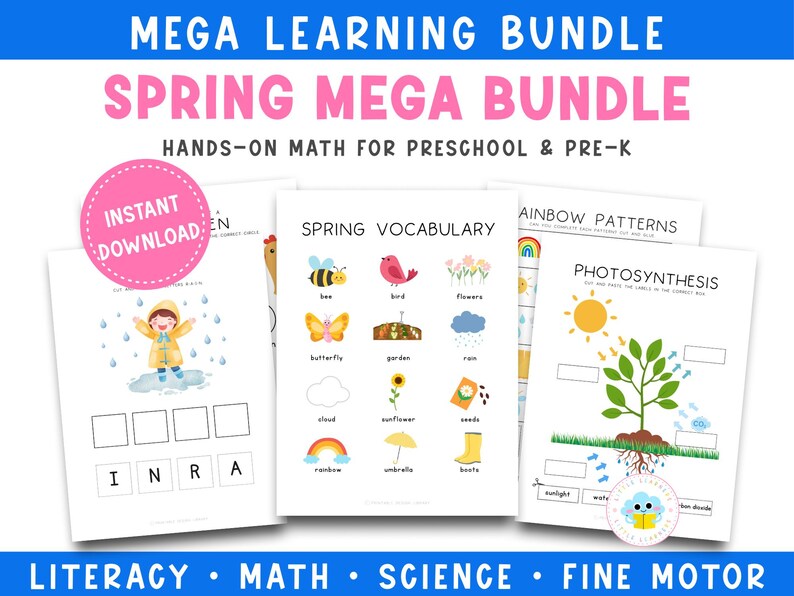 Spring Thematic Learning Bundle for Preschool | 5-unit Math, Literacy ...