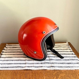 Vintage Orange Grant GP-2 Motorcycle Helmet | Orange Open Face Helmet | Bobber Helmet | Motorcycle Decor | Bubble Helmet| Rustic Helmet