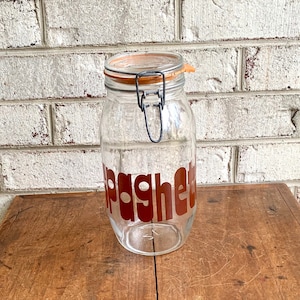 1980s Decor Glass Spaghetti Jar | Glass Canister | 1970s Kitchen Canister | Glass Snack Jar | Cookie Jar | Kitchen Container | 1970s Decor