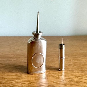 Vintage Small 1895 Oil Can | Tiny Oiler Bottle | Industrial Oil Dispenser | Small Lighter Fuel Can | Antique Oil Can | Fishing Reel Oiler