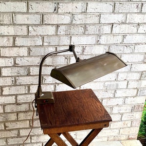 Vintage Clamp On Swing Arm Lamp | Swing Arm Drafting Lamp | Swing Arm Florescent Lamp | Work Station Lamp | Clamp Style Desk Lamp