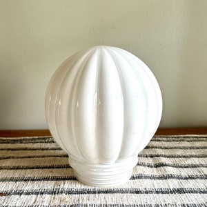 Vintage Milk Glass Ribbed Light Globe | Ceiling Lamp Screw in Glass Globe | 6 Inch Glass Ribbed Globe