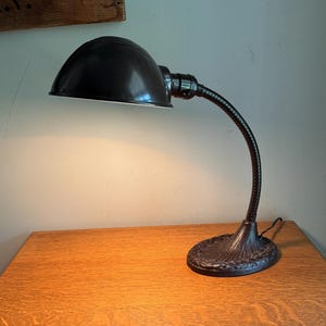 Vintage Eagle Goose Neck Lamp | Industrial Adjustable Desk Lamp | Eagle Cast Iron Desk Lamp | Brown Metal Desk Lamp | Rustic Desk Lamp
