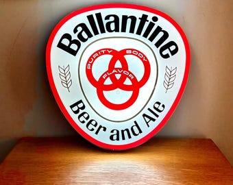 Vintage Ballantine Beer Advertisement Sign | Bar Lighted Sign | Large Ballantine Beer Lighted Sign | Falstaf Brewing Company Sign