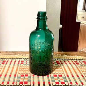 Antique Congress & Empire Spring Co. Bottle | Green Congress Water Bottle | 1800&#39;s Green Bottle | Saratoga NY Bottle | Embossed Bottle
