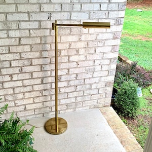 Vintage Koch and Lowy Adjustable Swing Arm Floor Lamp | Brass Swing Arm Floor Lamp Lamp | Mid Century Brass Swing Arm Lamp |