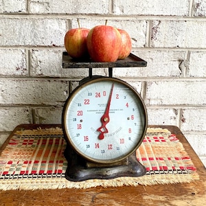 Rustic Kitchen Scale | Distressed 25 lbs. Scale | Old Scale | Glass Face Scale | Vintage Scale | Kitchen Scale | Rusty Scale | 25 lbs Scale