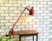 Red Industrial Machinist lamp Articulating Task Lamp Workstation Lamp Drafting Lamp Factory Lamp Wall Mounted Lamp Swivel Lamp