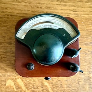Antique Thomson Alternating Ammeter | General Electric Amp Gauge | Wooden Type P Thomson Alternating Ammeter | Vintage Electric Meter