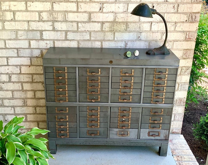 Vintage Rustic Industrial Filing Bin Metal Wetzel Drop Front