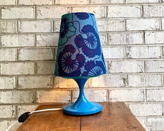 Mid Century Modern Blue Mushroom Lamp with Shade | Argentina Mushroom Lamp | MCM Funky Lamp | Groovy Blue Lamp | MCM lamp | Tulip Lamp