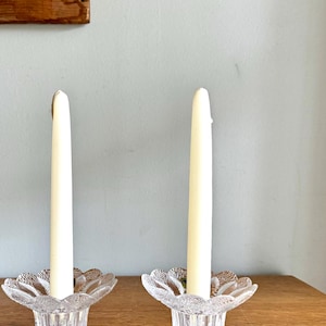 Vintage Lausitzer Glas Lead Crystal Candleholders | Textured Lead Crystal Candlestick Holders | German Floral Crystal Candle Holders