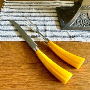 Vintage Hullcraft Schnitzbesteck | Bakelit Griff Dinner Tranchier-Set | Sheffield England Edelstahl Truthahn Tranchier-Set | Messer und Gabel Set
