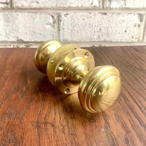 Solid Brass Ornate Brass Door Knobs | Thick Brass Salvaged Door Knobs | Restoration Door Knobs | Antique Style Door Knobs |