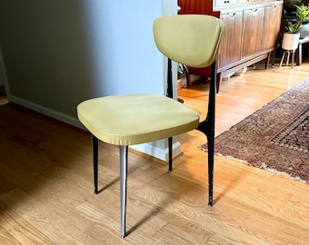 Vintage Aluminum Gazelle Crucible Chair | Shelby Williams Yellow Metal Crucible Chair | MCM Crucible Chair | Crucible Products Corp Chair