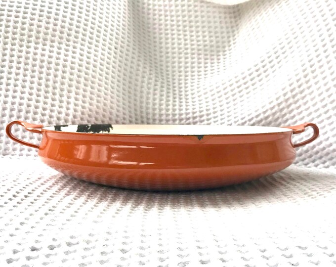Vintage Dansk Kobenstyle Paella Pan French Enamel Pan Orange Metal