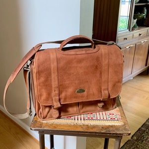 Vintage Samsonite Leather Soft Briefcase | Samsonite Leather Computer Bag | Leather Messenger Bag | Vintage Shoulder Briefcase |