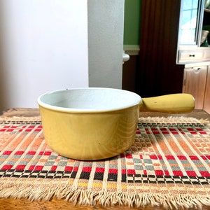 A Vintage Descoware Cast Iron Enamel Pot | Yellow Color Enamel Pot with Lid | Descoware Yellow 7-A 14 | Belgium Pot