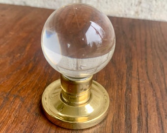 Salvaged Clear Acrylic Ball and Brass Door Knob | Clear Lucite Ball Door Knobs | Restoration Door Knobs| Glass Style Door Knob (6 Available)
