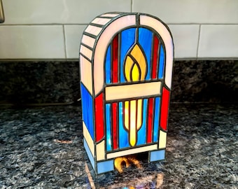 Vintage Stained Glass Lamp | Stained Glass Night Light | Stained Glass Table Lamp }
