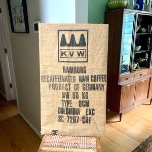 Vintage KVW Coffee Bean Burlap Sack | Product of Germany Coffee Sack | Cafe Decor | KVW Hamburg Coffee Bean Burlap Sack | Cafe Wall Art