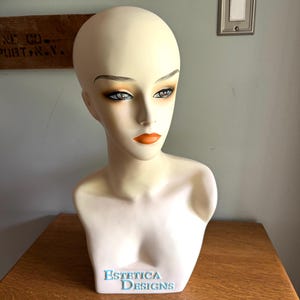 Vintage Estetica Designs Mannequin Head  | Hand Painted Mannequin Bust | Lady Mannequin Head Wig Display | Art Deco Mannequin Shop Display