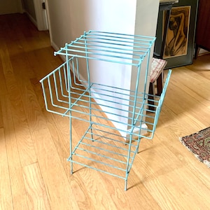 Vintage Eames Style Telephone Stand | Mid Century Telephone Stand | MCM Wire Stand | Turquoise Rustic Wire Stand | Three Tiered Plant Stand