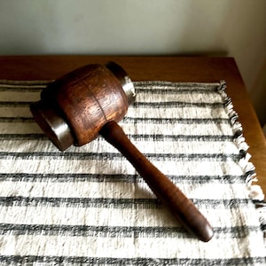 Vintage Iron Ring Wood Mallet | Hand Made Wooden Mallet | Decor Wooden Mallet | Wooden Industrial Hammer| Woodworkers Mallet | Sledge Hammer
