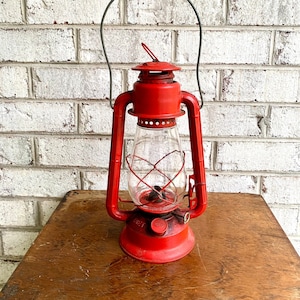 Vintage Red Dietz Junior Lantern | Vintage Dietz Junior Railroad Lantern | Rustic Kerosine Lantern | New York Red No. 20 Lantern