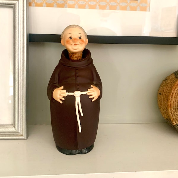 Vintage Friar Tuck Decanter | Friar Tuck Monk Decanter | Monk Ceramic Bottle | Monk Figurine Decanter |