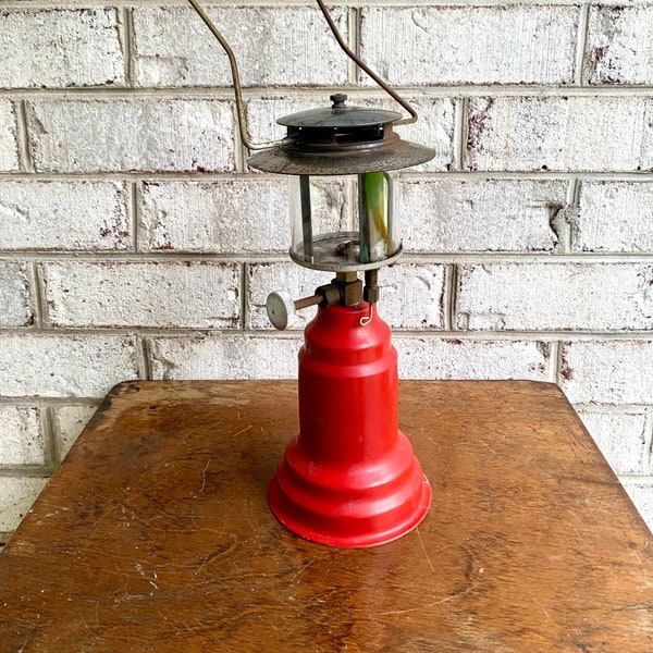 Vintage Red Prepo Fuel Lantern | Single Mantle Lantern | Prepo Lite Model 400 Lantern | Vintage Camping Equipment | Red Lantern