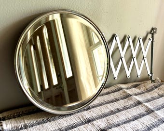 Vintage Beveled Mirror Accordion Mirror | Antique Adjustable Shaving Mirror | Expandable Wall Shaving Mirror| Beveled Glass Accordion Mirror
