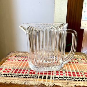 Vintage Cut Crystal Pitcher | Contemporary Crystal Pitcher | Ribbed Crystal Pitcher | MCM Barware | Wine Pitcher | Bar Pitcher