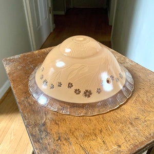 Vintage Floral Ceiling Light Glass Globe| Beige Ceiling Light Glass Shade | Floral Designed Light Globe | Frosted Beige Glass Light Shade |