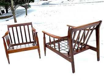 Mid Century Modern Lounge Chairs | Danish Modern Chairs | MCM Lounge Chairs | Walnut Arm Chairs | MCM Armchairs |