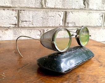 1910&#39;s King&#39;s Wire Rim Safety Glasses | Saniglas Metal Safety Goggles | Vintage Factory Glasses | Pennsylvania Railroad Safety Glasses