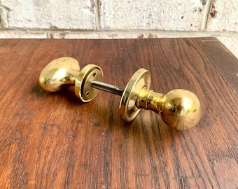Solid Brass Smooth Oval Door Knobs | Thick Brass Salvaged Door Knobs | Restoration Door Knobs | Antique Style Door Knobs |High End Door Knob