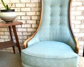 Vintage Louis XV High Back Chair. 1940s French Style Arm Chair. Victorian Style Chair. MCM High Back Chair. Mid Century Upholstered Chair