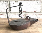 Antique Betty Lamp Rustic Whale Oil Lamp Primitive Lighting Antique Fat Lamp Iron Betty Lamp Wrought Iron Lighting Rustic Lamp